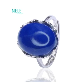 

Natural high quality Lapis-lazuli 12*15 Oval 925 silver Ring Retro Simplicity Open able ring