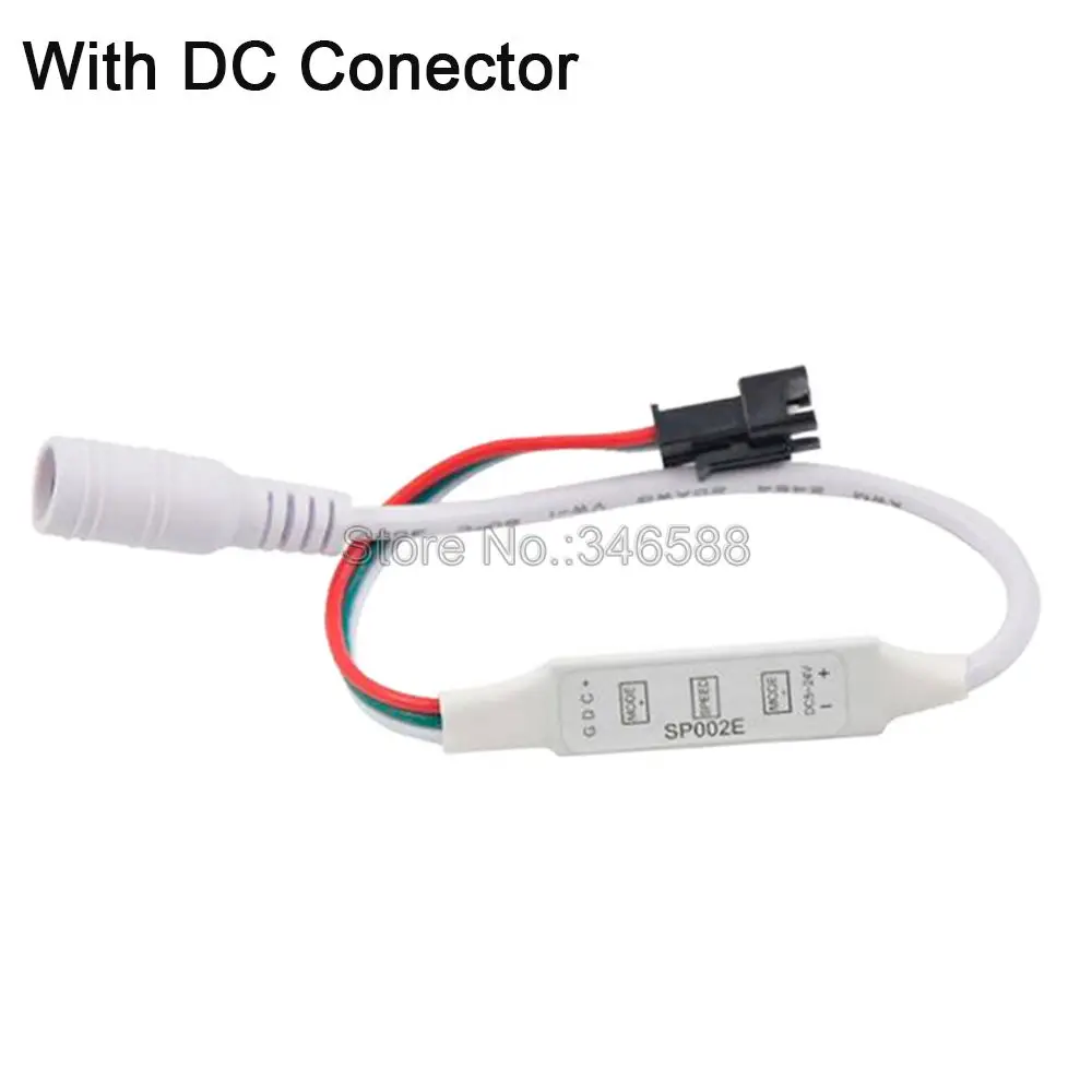 DC5V-24V светодиодный контроллер SP002E с 3 кнопками, мини-контроллер пикселей, провод постоянного тока, USB интерфейс, 600 пикселей, для WS2812B, WS2811, светодиодный светильник - Цвет: DC Plug Connector