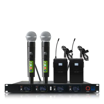 

Orban4 channel UHF wireless microphone system, 2 handheld 2 lavalier devices for stage churches for family gatherings