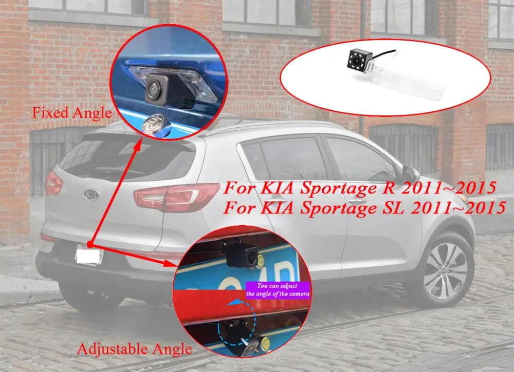 Беспроводной 2,4G CCD и светодиодный регулируемый угол заднего вида камера для KIA Sportage R 2011~ Sportage SL 2011