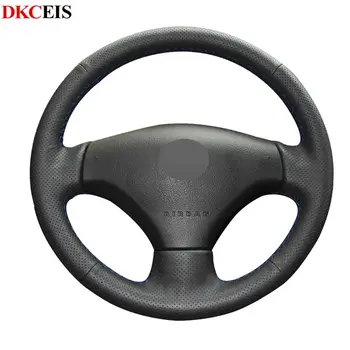 

Hand-sewing Black Soft PU Artificial Leather Car Steering Wheel Covers Wrap for Peugeot 206 2007-2009 Peugeot 207 Citroen C2