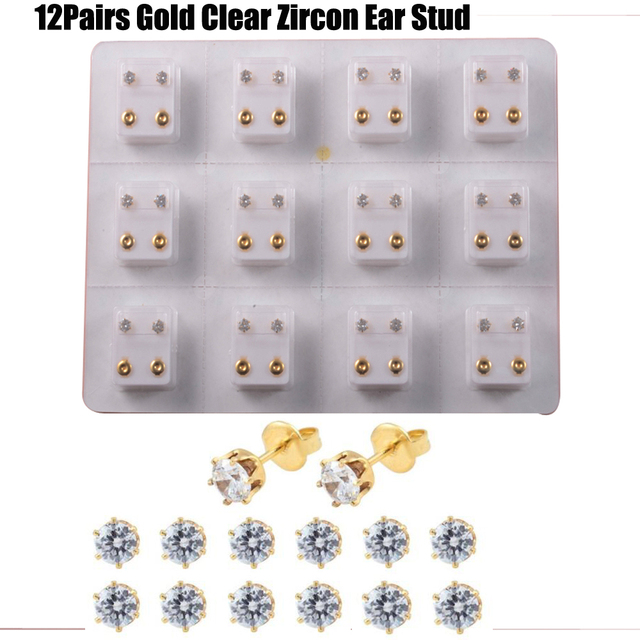 Sterilized Dozen Pack Gold & Silver Color Ear Cartilage Tragus Piercing Stud Earring Mixed Colors Shape Star Heart Pearl