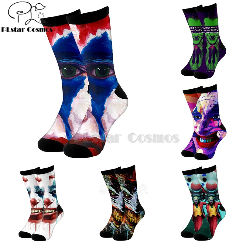 

haha joker Evil villain cotton socks Cartoon 3d Printed socks High Sock Men Women quality long socks Drop shipping