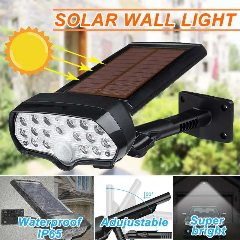 

Solar Light Motion Sensor Garden Outdoor Lighting Waterproof Angle Adjustable Energy Saving Night Security Wall Lamp Street Yard