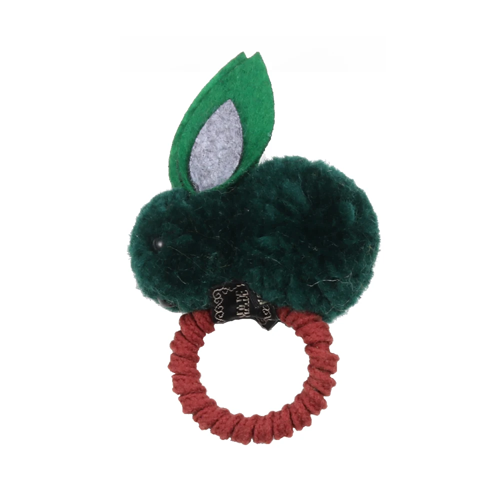 Dark green Корейский милый кролик мяч волос кольцо клип женский галстук Tope эластичные резинки для волос шпильки головные уборы детские аксессуары украшения для волос - Цвет: Dark green