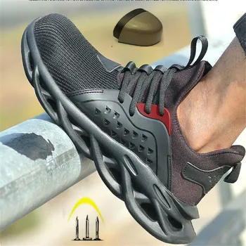 

2020 Fashion Lightweight Waterproof Safety Shoes Men's Steel Toe Cap Indestructible Non-slip Work Boots Plus Size Safety sneaker