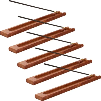 

5 Pieces Wooden Incense Stick Holder Home Incense Burner Wooden Incense Ash Catcher Tray with Adjustable Angle
