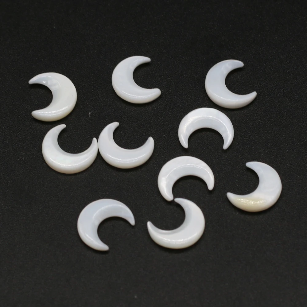 10pcs Crescent Shape Natural White Shell Beads Accessories Loose for Jewerly Making Wholesale 10x10mm | Украшения и аксессуары
