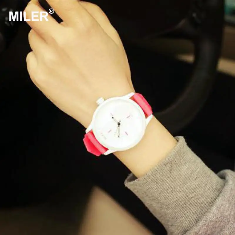 Оригинальный бренд MILER мягкий силиконовый ремешок желе кварцевые часы наручные