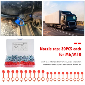 

60pcs Assorted1/8 1/4 inch-28BSP Grease Nipples Angled Straight Zerk Fittings with 60 Caps