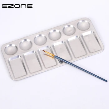 

EZONE 12 Holes Aluminum Palette Rectangular Palette Art Supply Gouache Acrylic Water Color Palette Easy To Clean Palette
