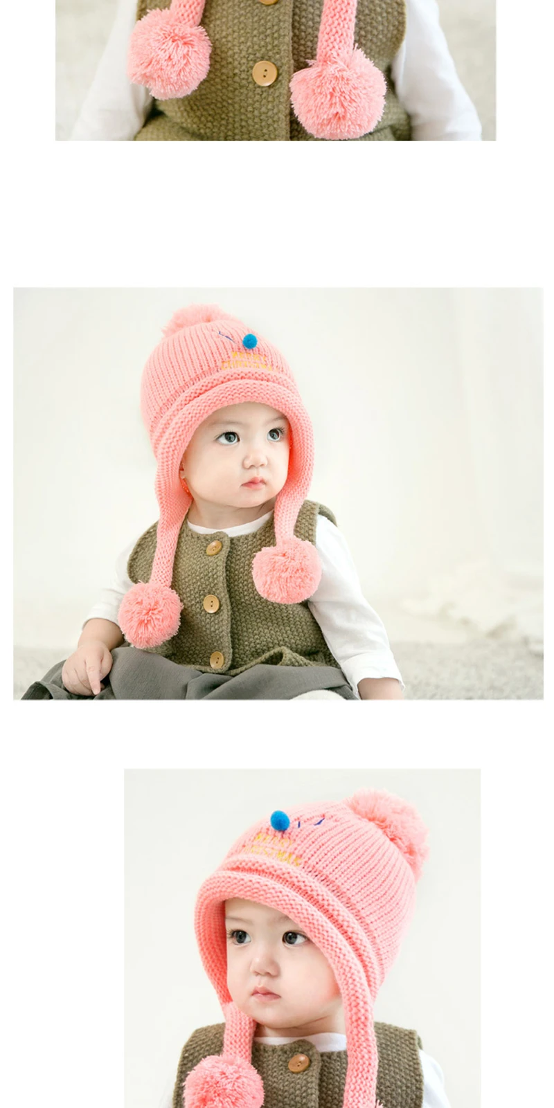 NEW Christmas Deer Baby Plush Hats With Pom Knitted Cotton Beanie Warm Caps Soft Hat For Newborn Girls Boys Bonnet Autumn Winter