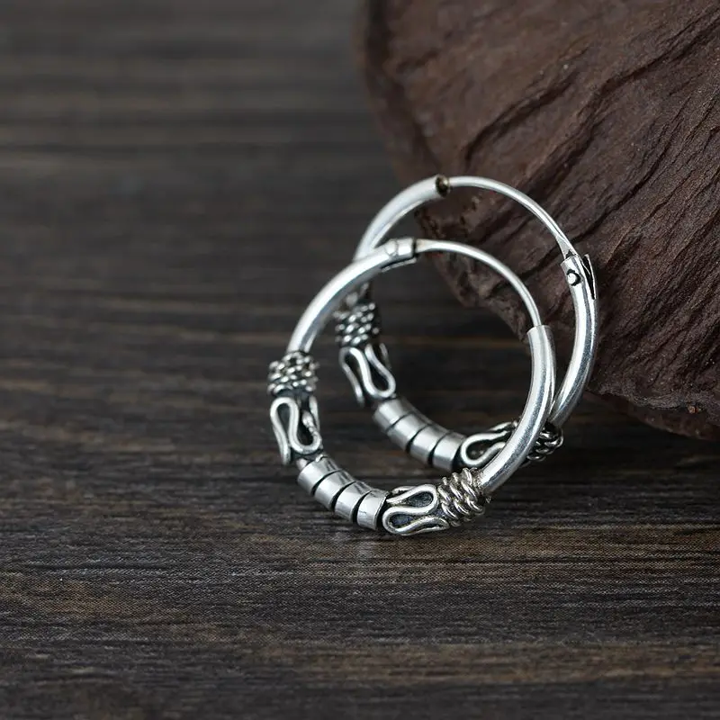 Серьги-кольца FNJ из серебра 925 пробы, оригинальные серьги из чистого серебра S925 пробы для женщин, ювелирные изделия