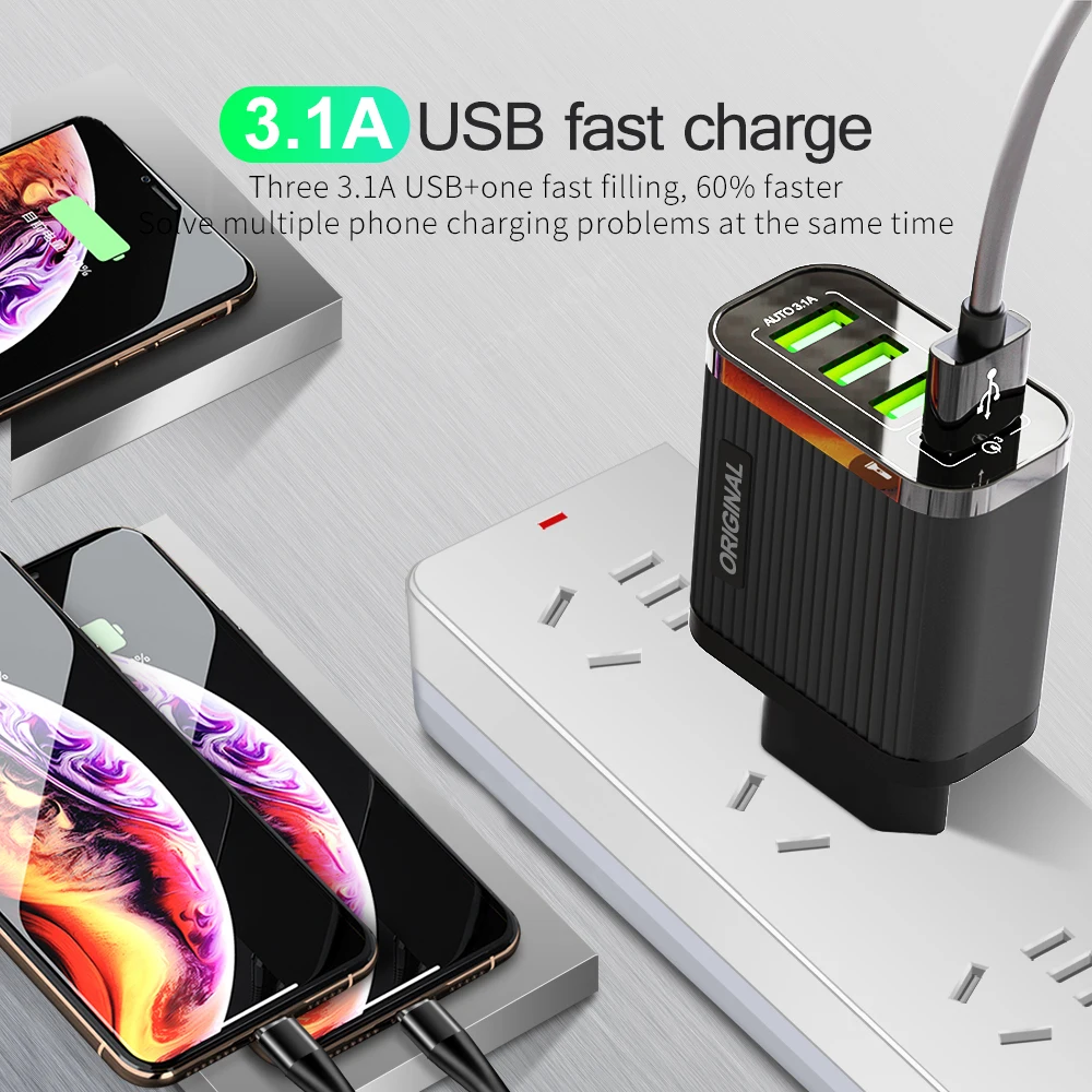 4 порта USB зарядное устройство Быстрая зарядка QC3.0 мобильный телефон зарядное устройство для смартфона usb зарядное устройство s ЕС мульти порт USB адаптер
