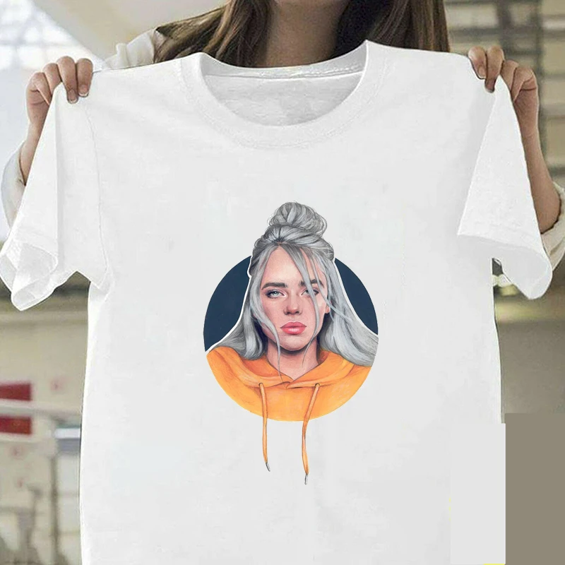 Billie Eilish черная женская футболка Harajuku футболка Корейская Готическая Эстетическая уличная одежда Camisetas Verano Mujer новые женские топы - Цвет: WH6