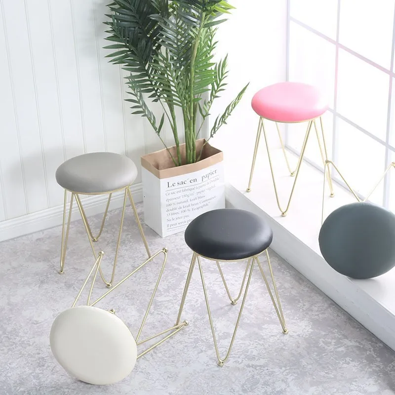  Concise Modern Ins Low Stool Bedroom Soft Iron Package Nothing Backrest Dining Chair Northern Europ - 4000263797567