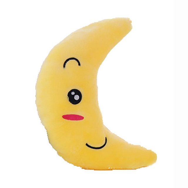 38CM Colorful Moon Shape Plush Toys Luminous Glowing LED Light Pillow Soft  Kawaii Stuffed Lovely Kids Toy Birthday Gift