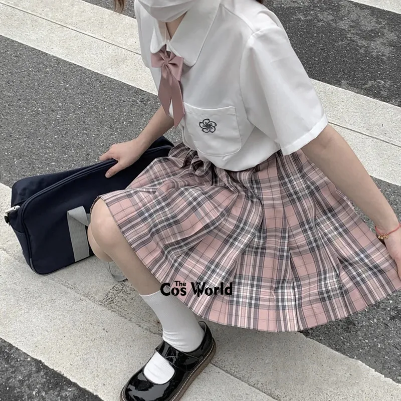 [Valentine's Day] Girl's Japanese Summer High Waist Pleated Plaid Skirts For JK School Uniform Students Cloths