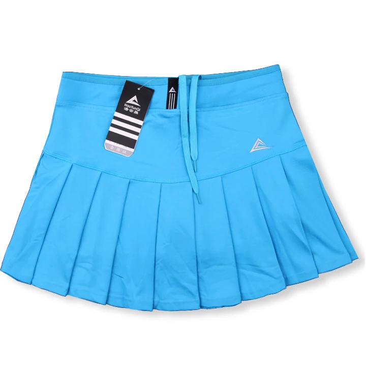 Новые теннисные юбки для девочек с защитными шортами, быстросохнущая Женская юбка для бадминтона, женские теннисные юбки, спортивные шорты для девочек - Цвет: Sky Blue
