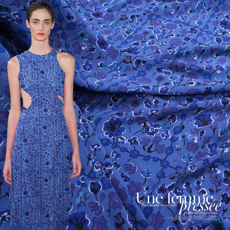 140 cm stripe printed silk fabric meter 16 mm crepe de chine digital inkjet dress wholesale cloth | Дом и сад