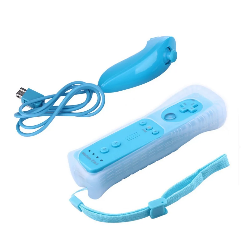 Фиолетовый Контроллер Nunchuk игровой геймпад два в одном ручка с силиконовым рукавом и слинг для nintendo wii ручка Встроенный ускоритель - Цвет: Фиолетовый