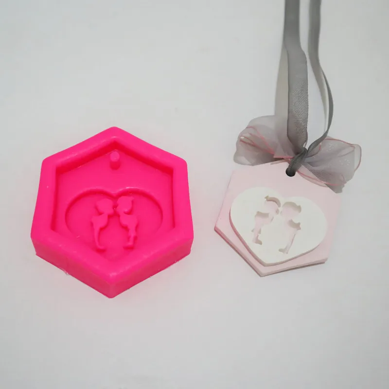 Силиконовая форма для помадки в форме сердца с ангелом искусственная смола