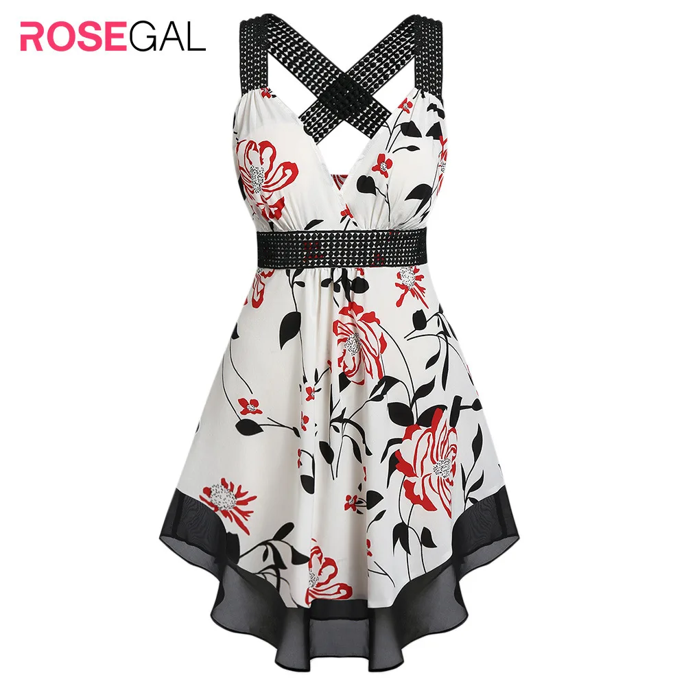 Женский топ на бретельках с цветочным принтом без рукавов|Майки| |