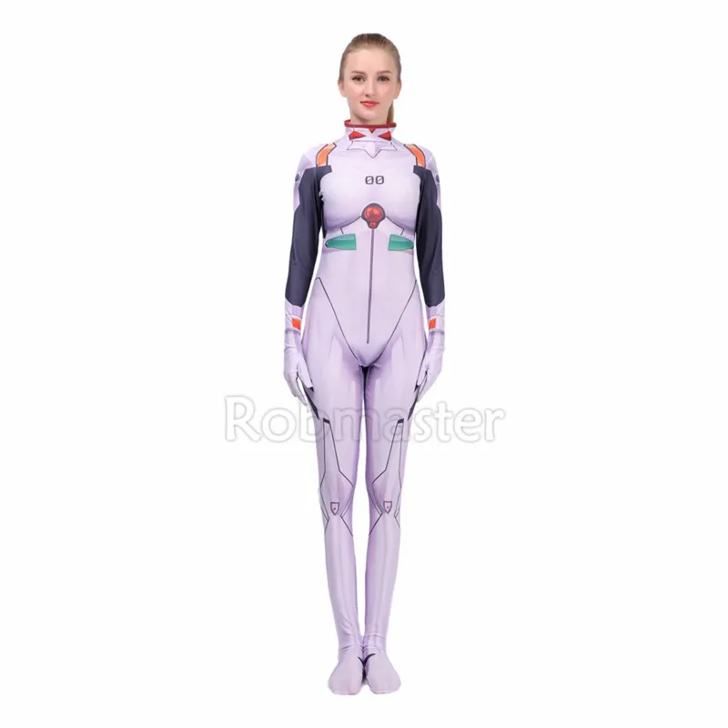 Костюм для косплея унисекс Ayanami Rei Asuka Langley Soryu Mari Makinami Ikari Shinji; цельный костюм EVA Zentai; комбинезон - Цвет: Ayanami Rei 1