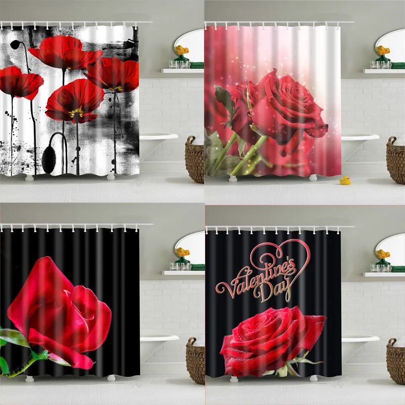 Розовая роза цветок душ Шторы комплект Цветочный Цветок весеннего сезона дома