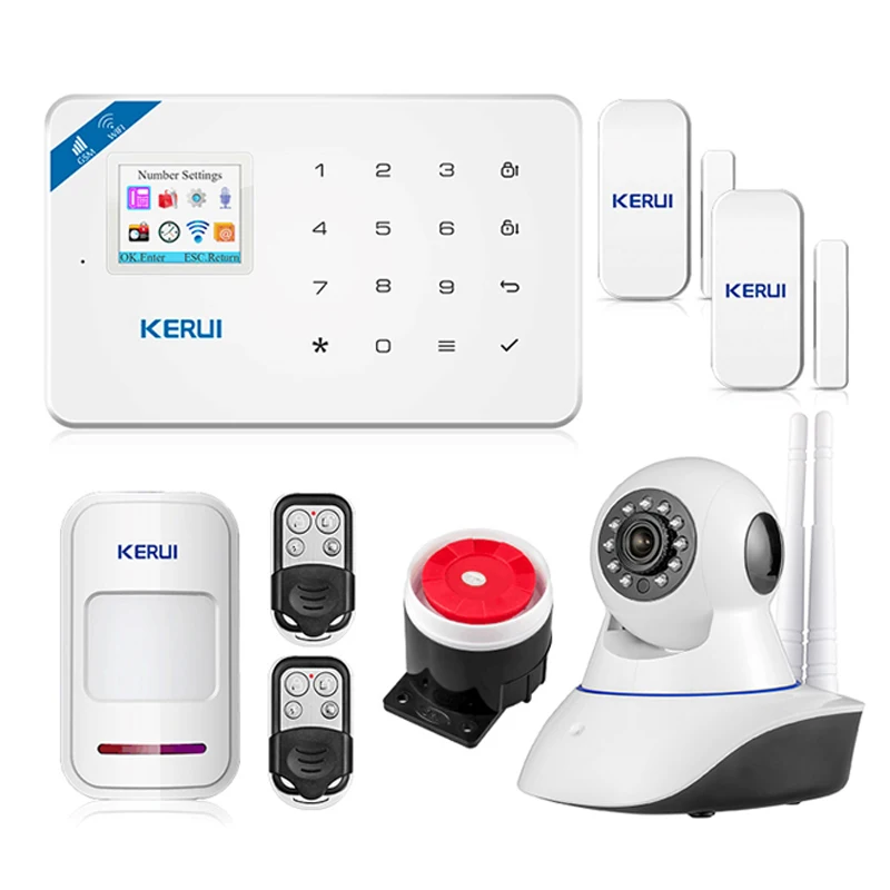 Android IOS App Wireless GSM Home Alarm System SIM Smart Home Burglar Security wifi IP HD camera Alarm System Kit PIR Sensor