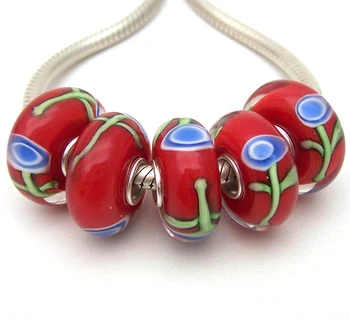 

JGWGT 2236 5X 100% Authenticity S925 Sterling Silver Beads Murano Glass beads Fit European Charms Bracelet diy jewelry Lampwork