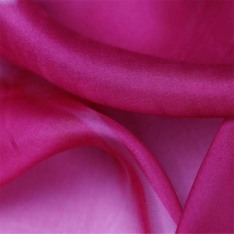 Шелк органза ткань 5,5 momme 140 см 5" Жесткий Тюль натуральный текстиль органза шелковые ткани для чистых свадебных платьев - Цвет: 4 rose red