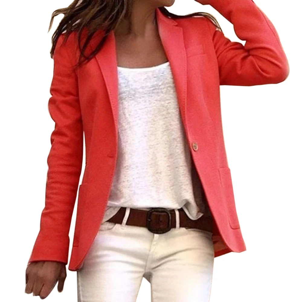 LITTHING модный тонкий офисный блейзер с длинным рукавом ярких цветов Mujer Осенние повседневные тонкие блейзеры женский костюм куртки розовое пальто - Цвет: D