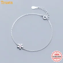 Trustdavis 925 пробы серебряный милый сладкий ослепительный Розовый CZ цветок браслет для женщин девочек свадьба подарок на день Святого Валентина DT17