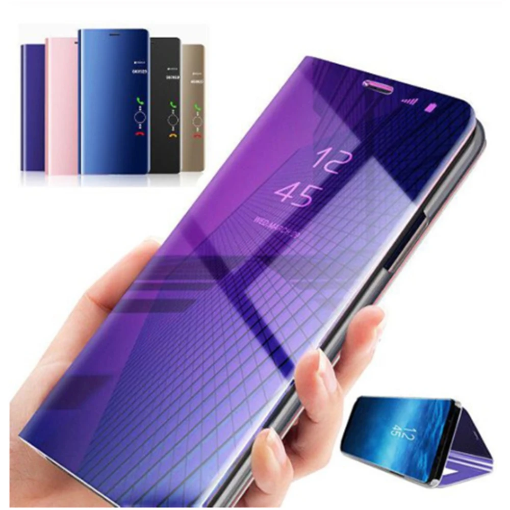 

Smart Mirror Flip Phone Case For Huawei Y7 2019 Luxury Plating Flip Shockproof Mobile Cover For Huawei Y7 2019 Fundas