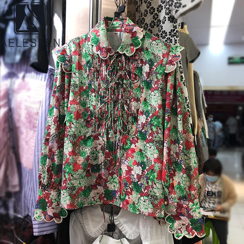 AELESEEN Runway Fashion Women Blouse High Quality