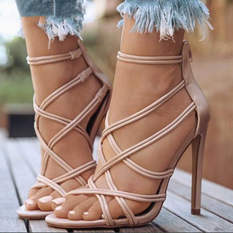 

New 2019 Sandals Women Shoes Summer Patent Leather High Heels Gladiator Sandals Sexy Party Shoes Womme Gladiator Sandals XKD4132