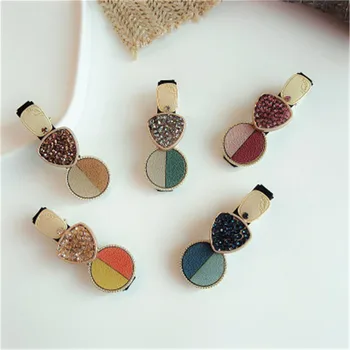 

New Korea Chic Retro Delicate Rhinestone Suede Hit Color Clip Geometric Triangle Adult Hair Clip Duckbill Clip Hair Accessories