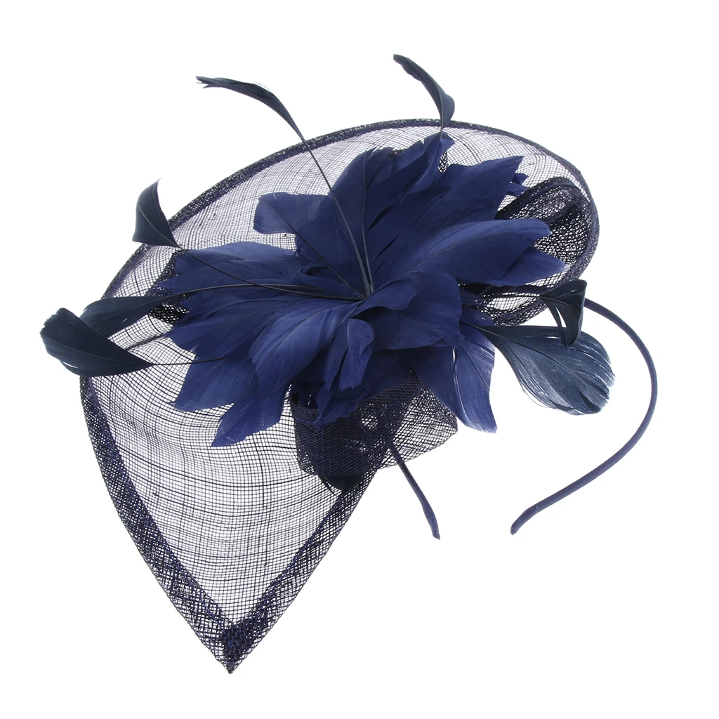 Women Lady Bridal Feather Fascinator Cocktail Party Hats Headpieces Headband