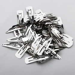 50pcs/lot Silver Tone Snap Hair Clips 30mm 40mm 50mm Craft Bow