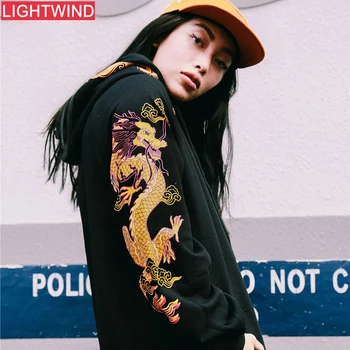 

2020 Men Hip Hop Hoodie Sweatshirt Golden Chinese Dragon Harajuku Streetwear Hoodie Pullover Cotton Autumn Hipster Sleeve Print