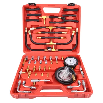 

Universal Petrol Fuel Pressure Gauge Tester Fuel Injection Pump Diagnostic Tool Kit Hoses & Fittings For Most Cars