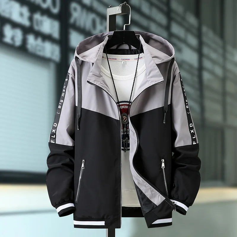 

Мужская Осенняя ветровка с капюшоном, размеры 4XL-10XL