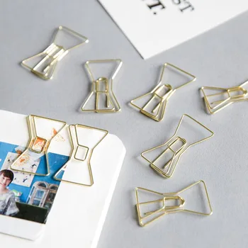 

4pcs/Set Golden Bow Paper Clip Creative Paper Clip Metal Bookmark Hand Book Accessories Children Student Stationery Gifts
