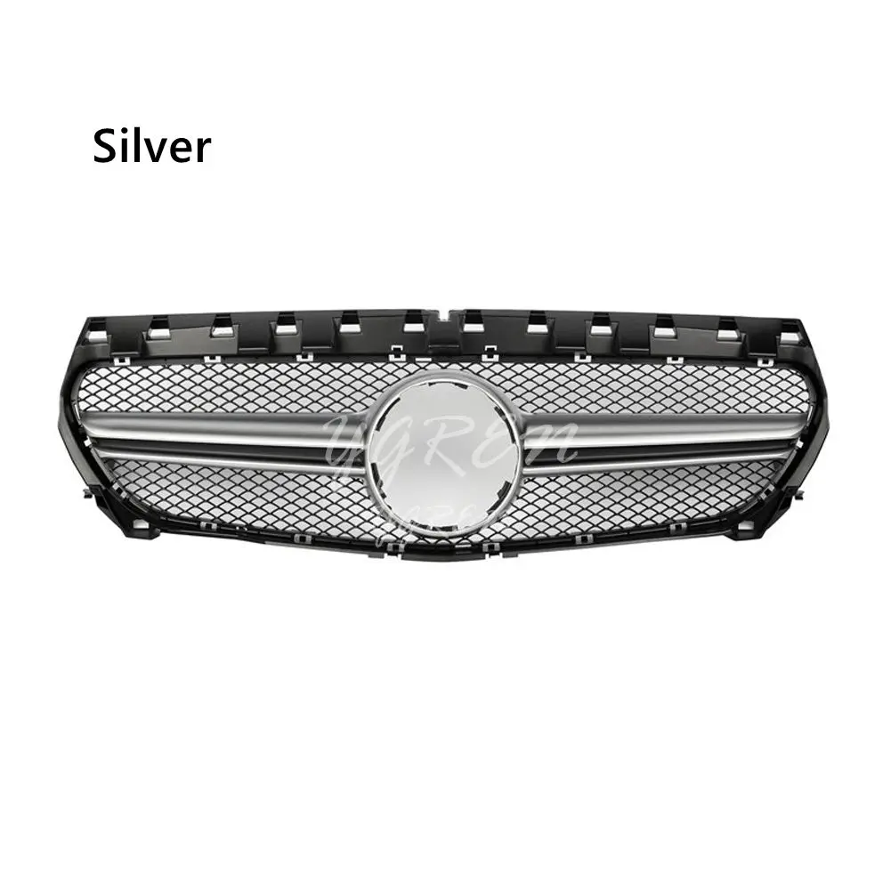 Silver AMG Подходит для Mercedes Benz CLA-Class W117 2013 13-15 передняя решетка Алмазный черный AMG серебристый - Цвет: Silver AMG