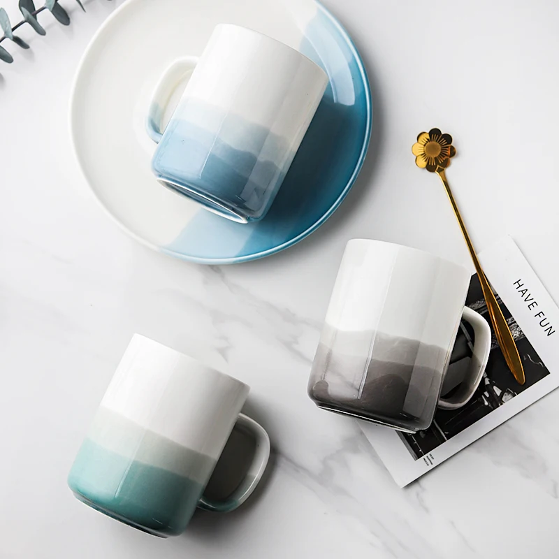 

Ceramic Cup Creative Gradient Color Fashion Couple Cup Large Capacity Heat-resistant Home Office Coffee Tea Cup