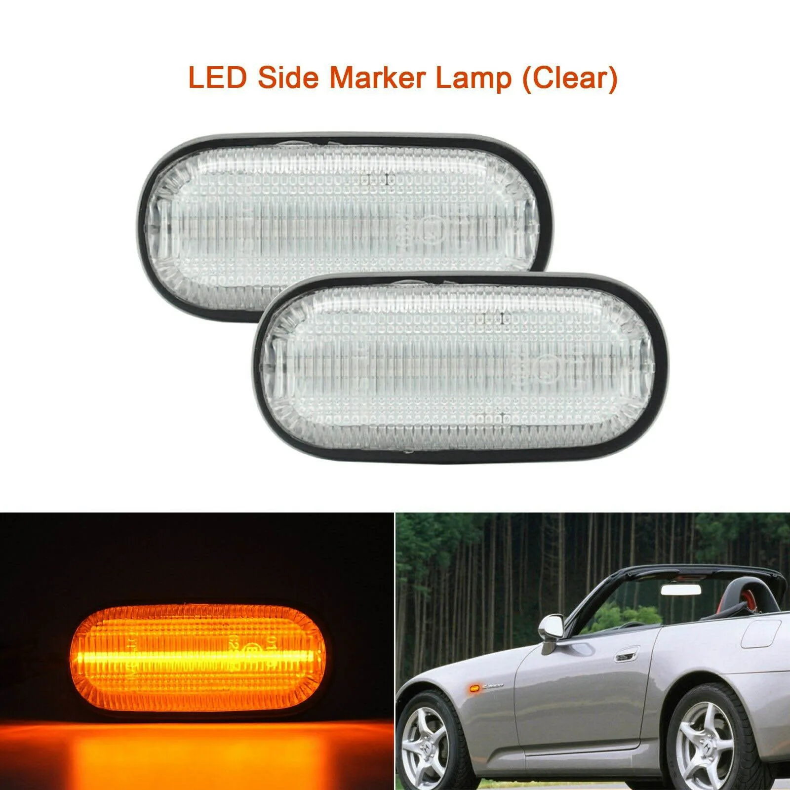 

Amber LED lights LED Side Fender marker lamp For Honda S2000 200-2009 S2K 33801 33851 S2A J02 023