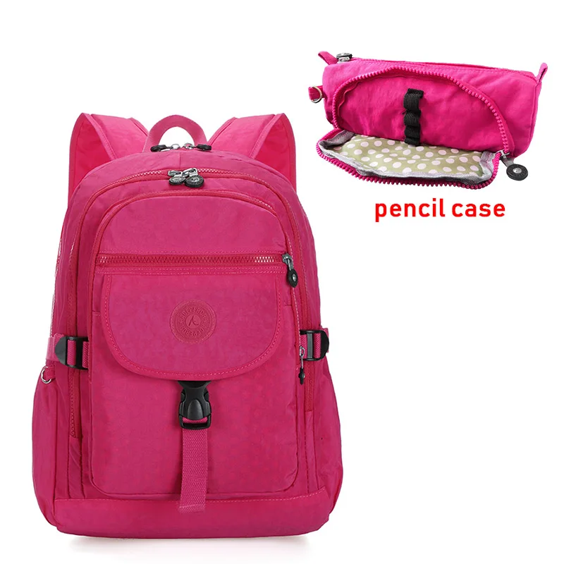 ACEPERCH, повседневная школьная сумка, водонепроницаемый нейлоновый бренд, рюкзаки для ноутбука, для подростка, женский рюкзак, сумки на плечо, сумка для компьютера - Цвет: 2pcs Rose Red