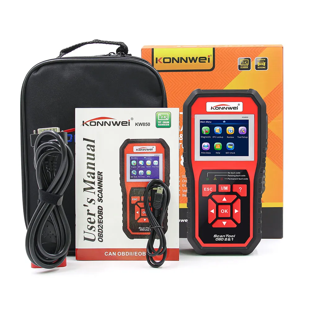 KONNWEI KW850 OBD2 автомобильный считыватель кодов, автоматический диагностический сканер, Универсальный OBD Автомобильный диагностический инструмент, проверка двигателя ODB2