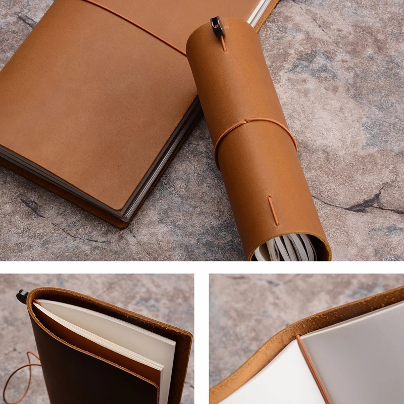 Fromthenon-handmade Planner Notebook 100 Couro Genuíno Traveler Journal Passaporte Agenda Sketchbook Diário Papelaria - Imagem 6